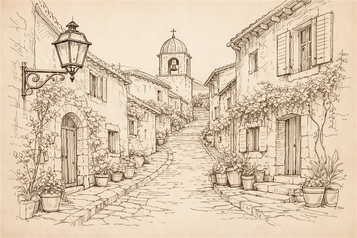 Fototapeten malerische Gasse einer alten Stadt