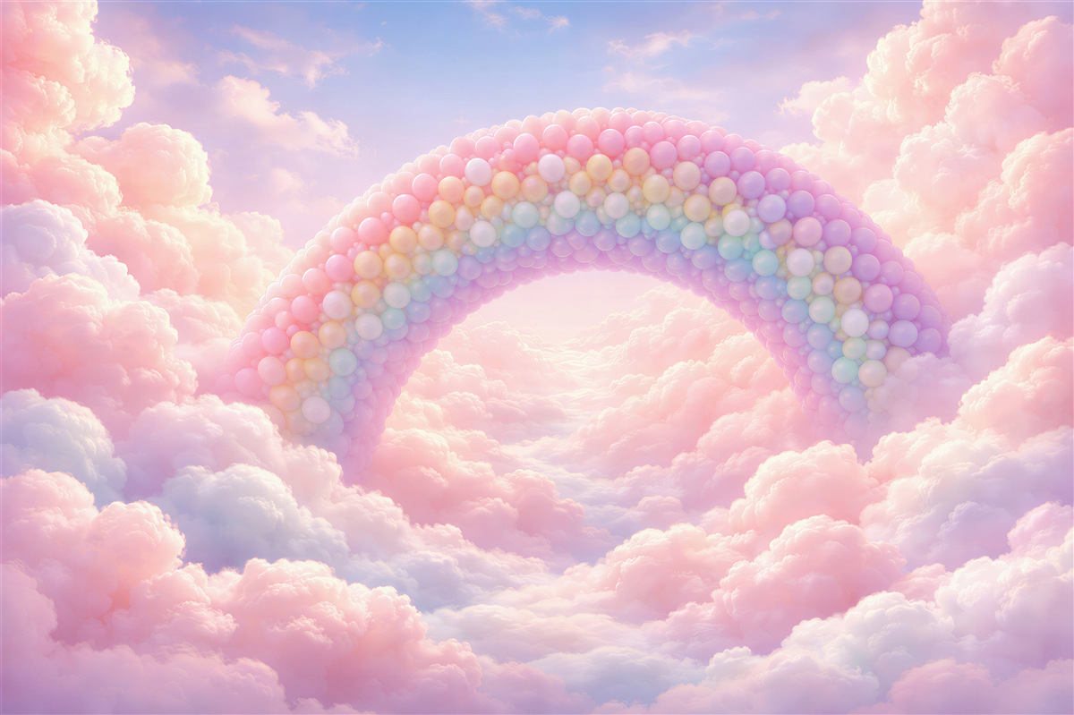 Fototapeten pastellfarbene Regenbogen in den Wolken