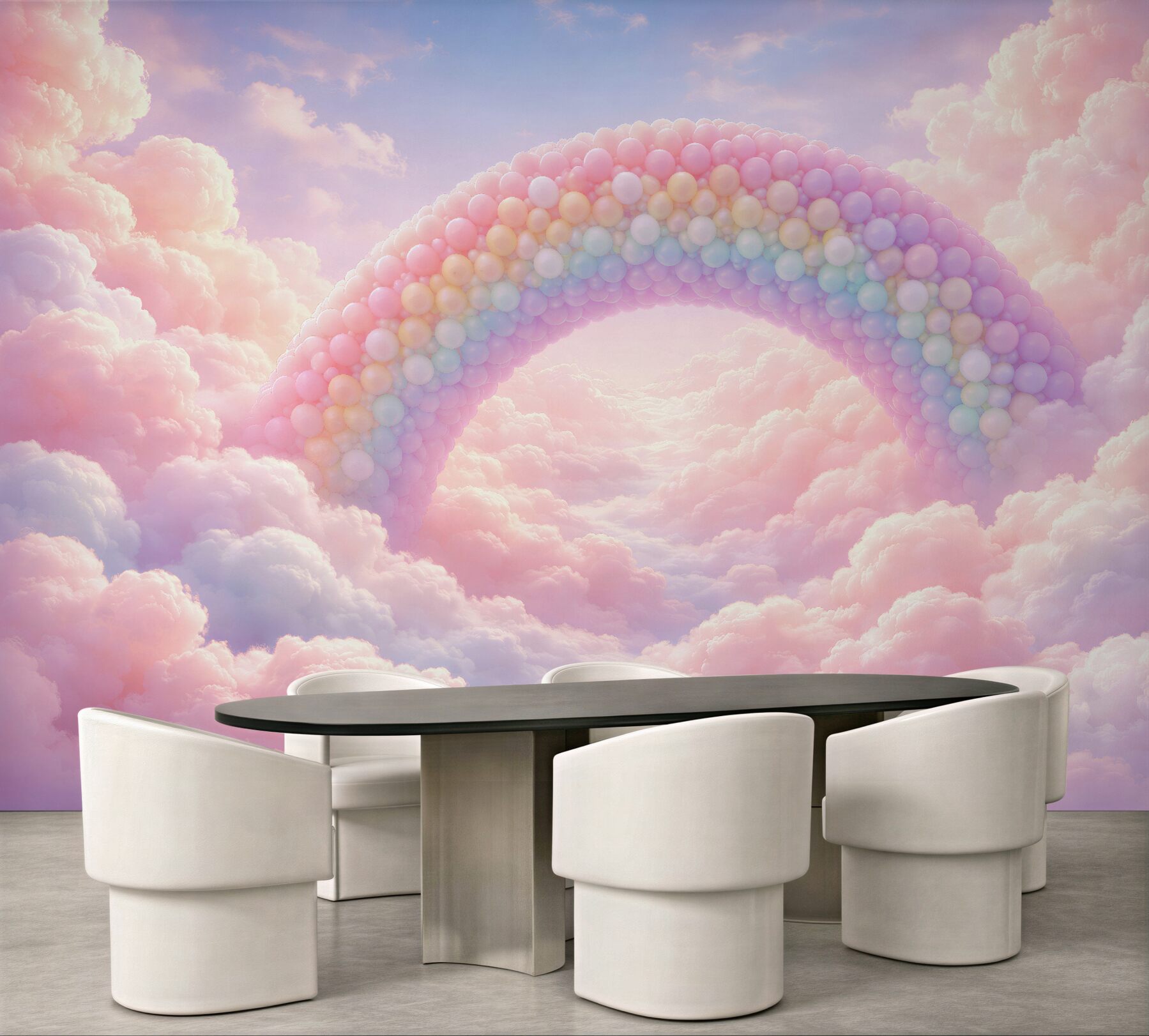 Fototapeten pastellfarbene Regenbogen in den Wolken