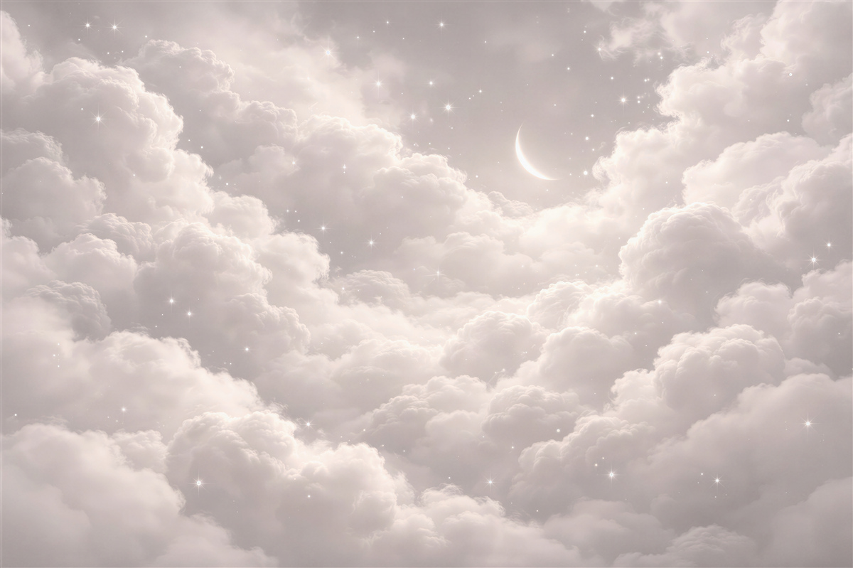 Fototapeten Mond zwischen sanften Wolken