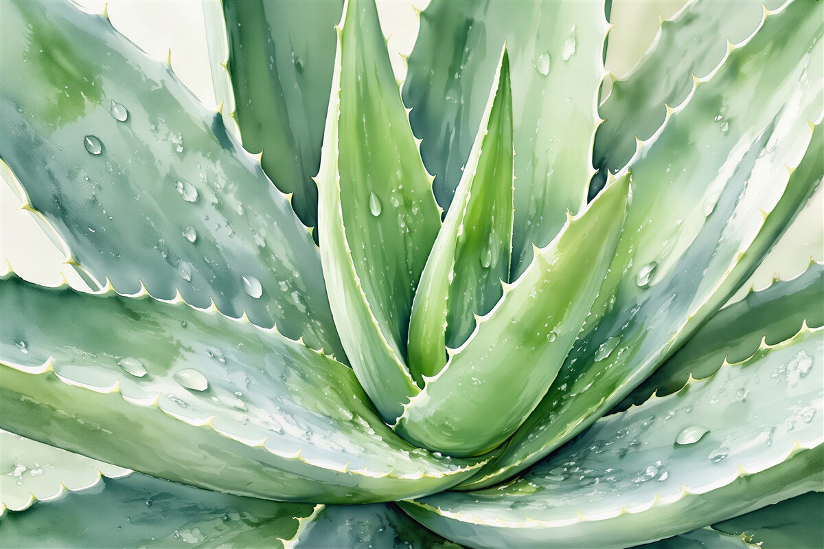 Fototapeten Aquarell-Aloe-Vera-Frische