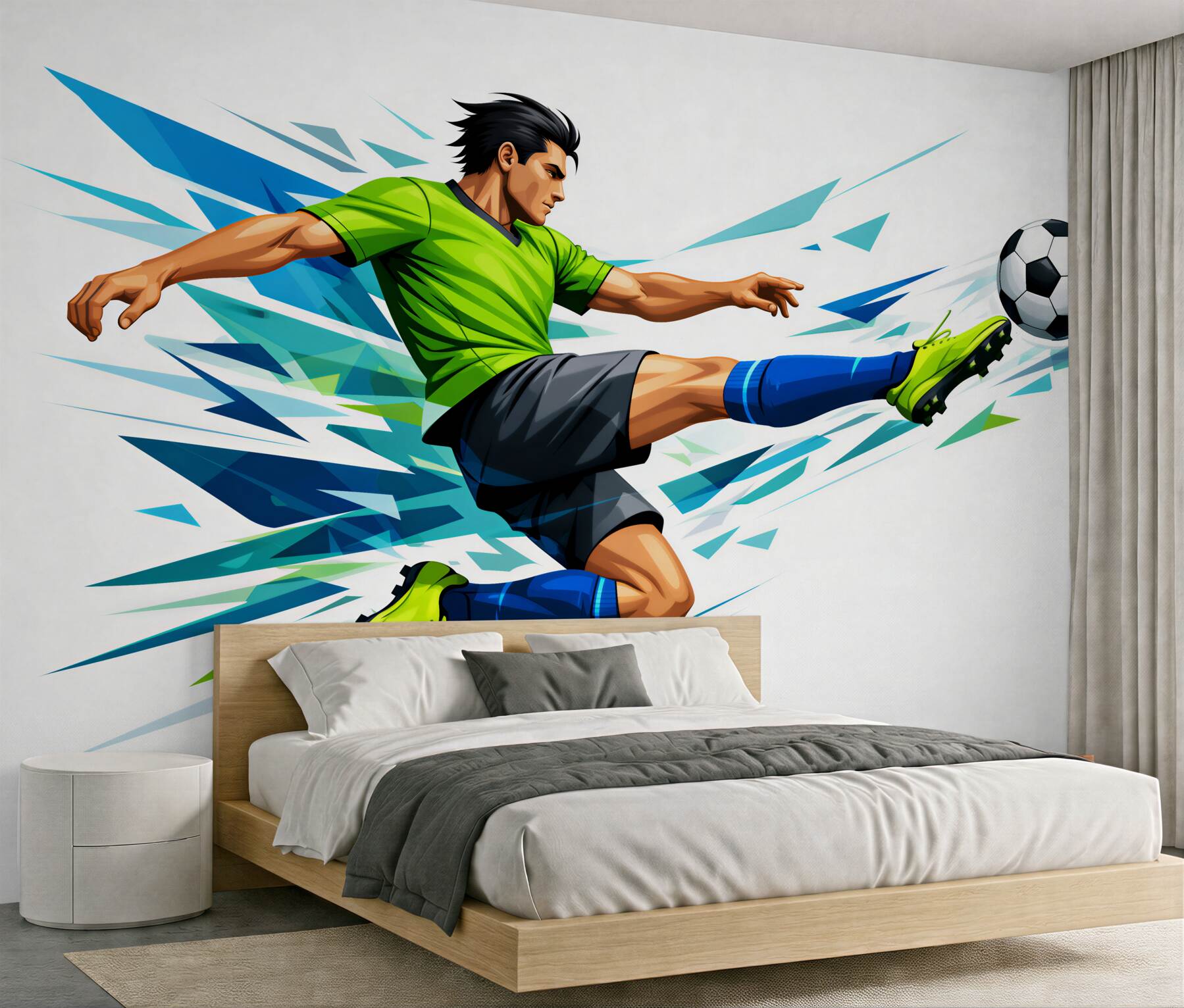 Fototapeten Fußballspieler im dynamischen Schuss