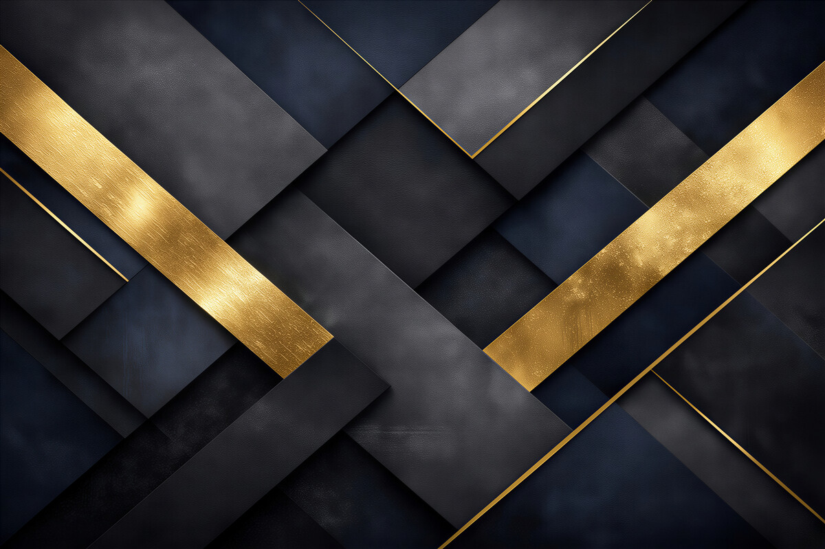 Fototapeten marineblau-goldene geometrische Komposition