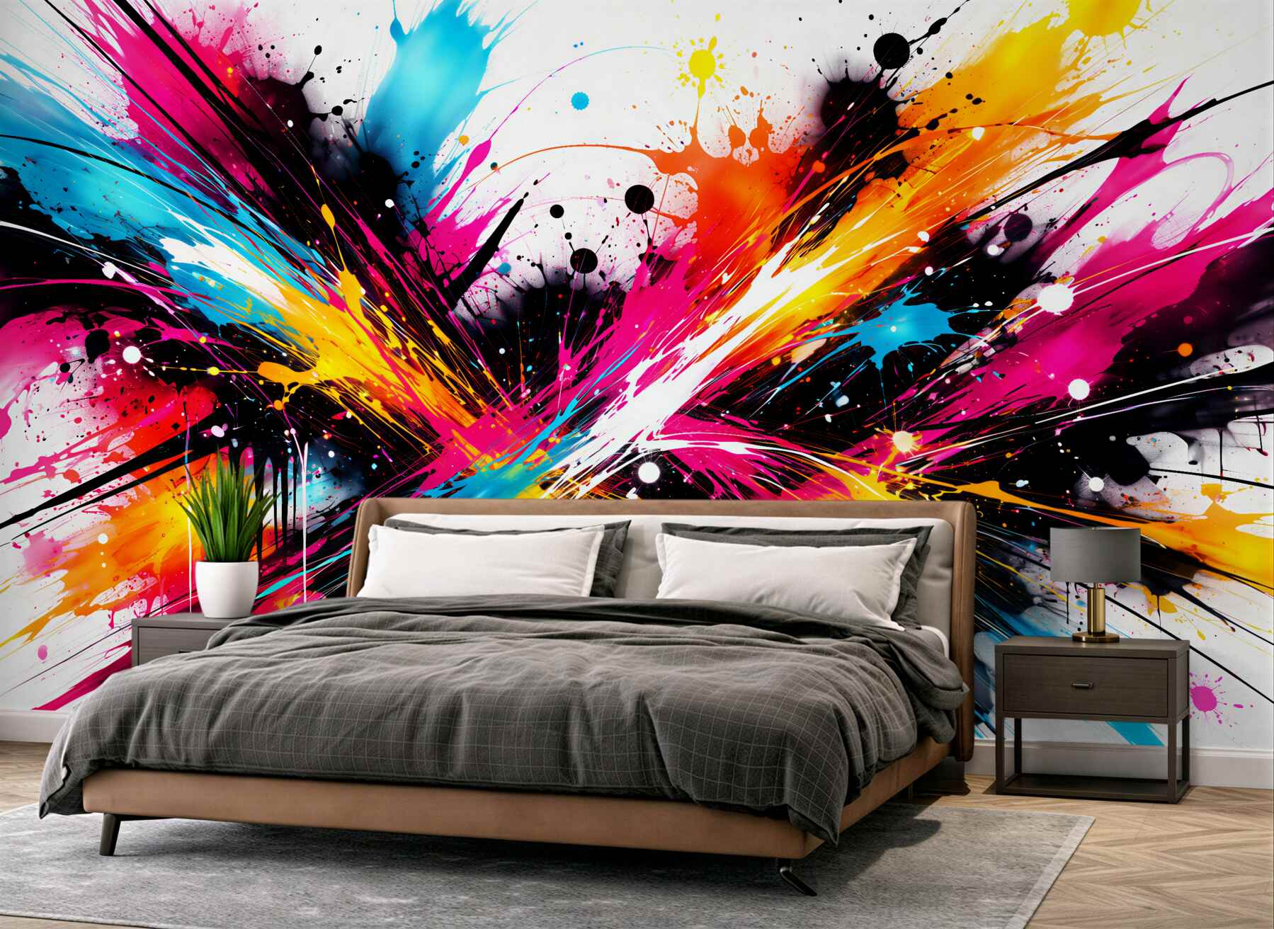 Fototapeten energetische Explosion abstrakter Farben