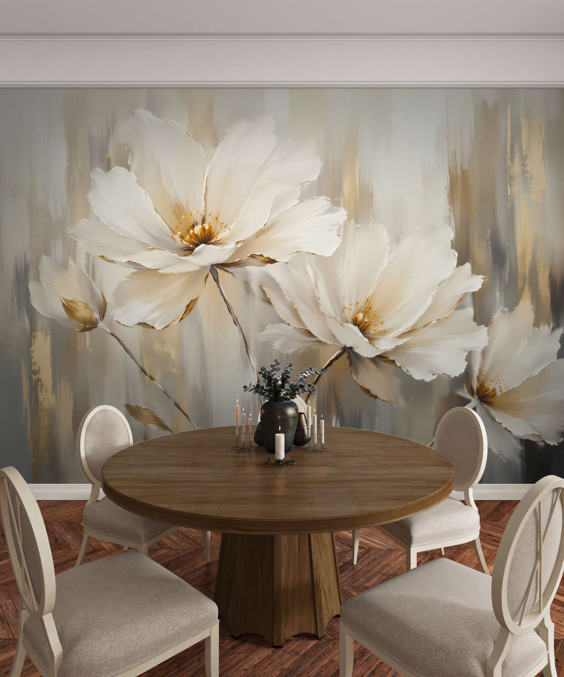 Fototapeten goldene Blumen in eleganter Ausführung