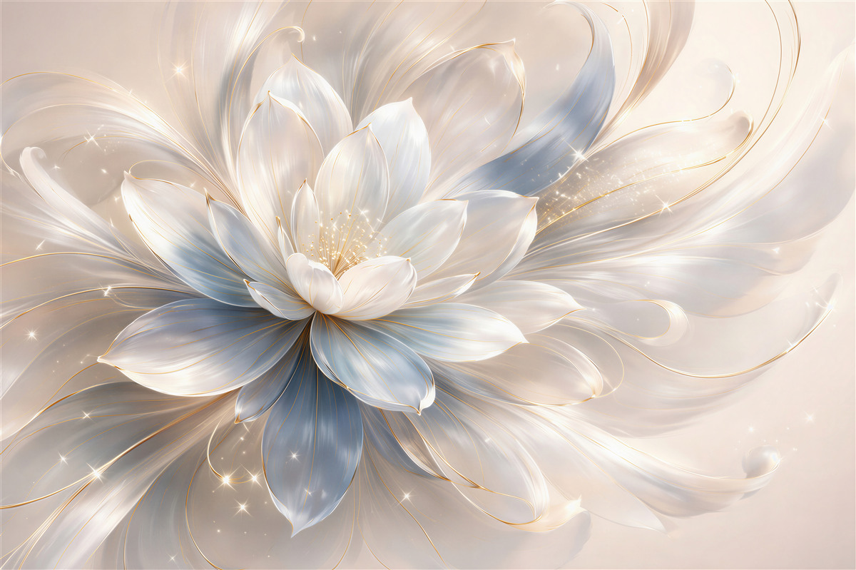 Fototapeten glänzende weiße Blume Glamour
