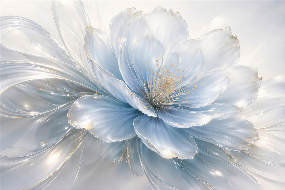 Fototapeten ätherische blaue Blume mit Gold