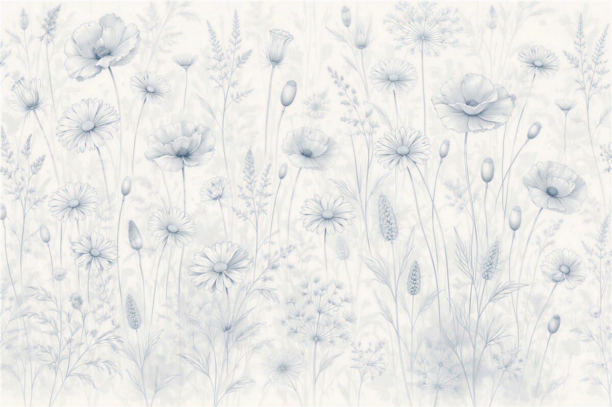 Fototapeten retro blaue Wiese
