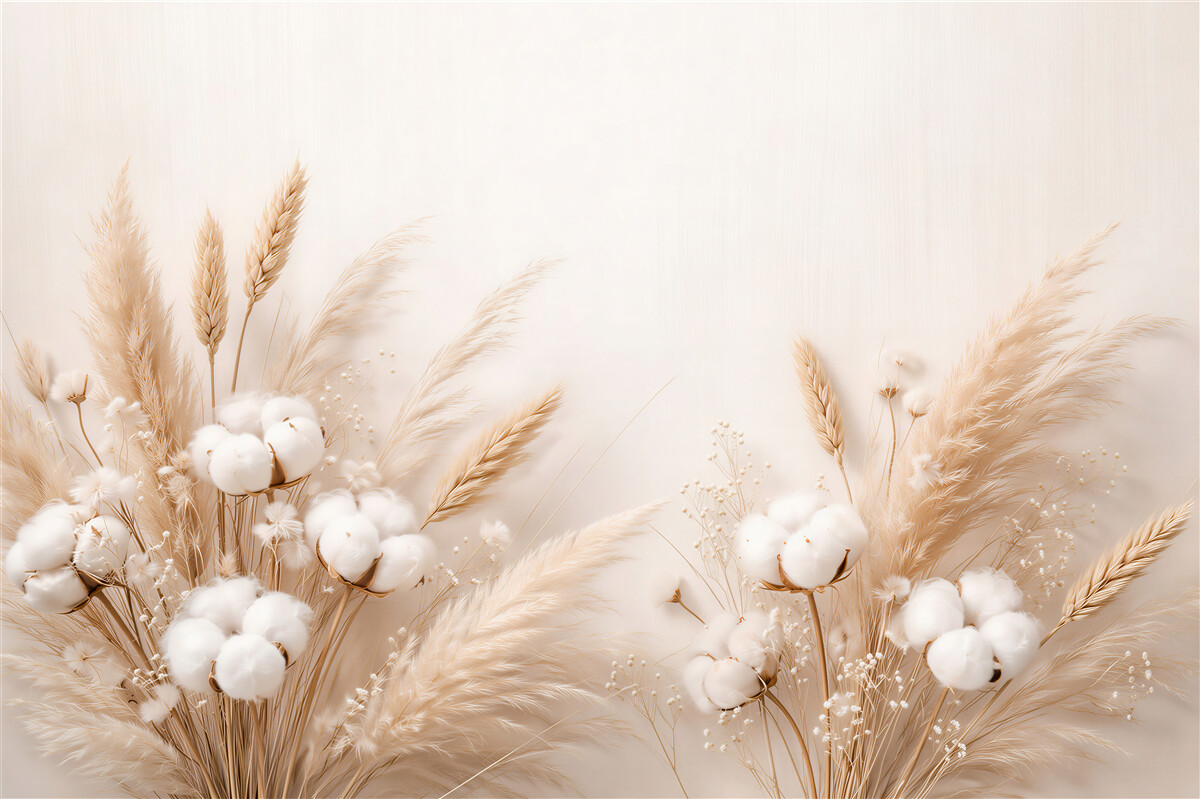 Fototapeten beige Gräser und baumwollige Zartheit