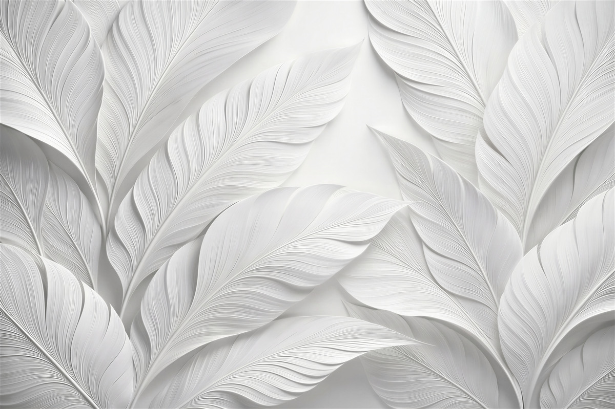 Fototapeten weiße Blätter in elegantem Relief