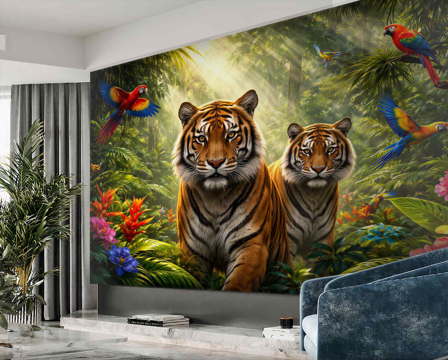 Fototapeten Tiger im tropischen Dschungel