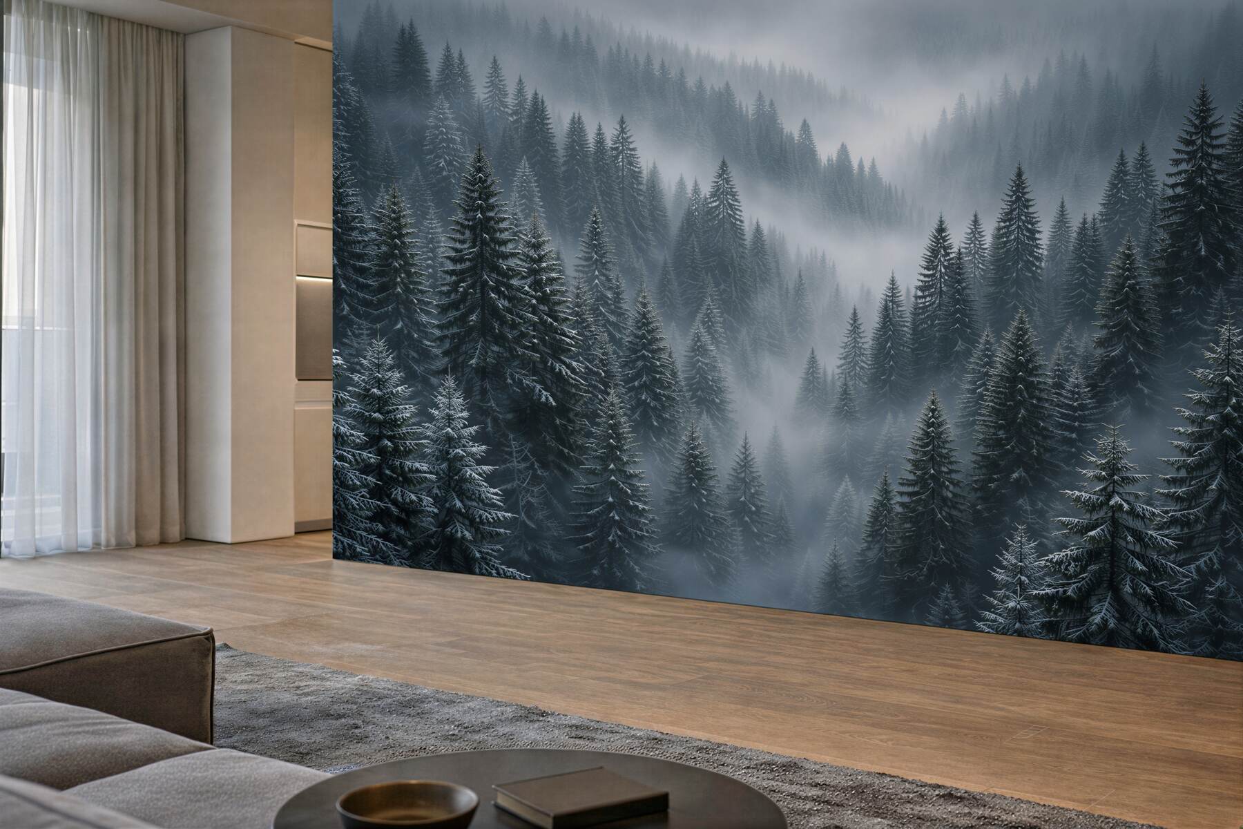 Fototapeten Winterwald im Nebel