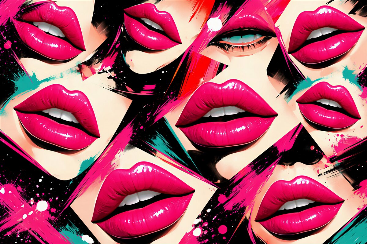 Fototapeten neon Lippen Pop-Art Glamour