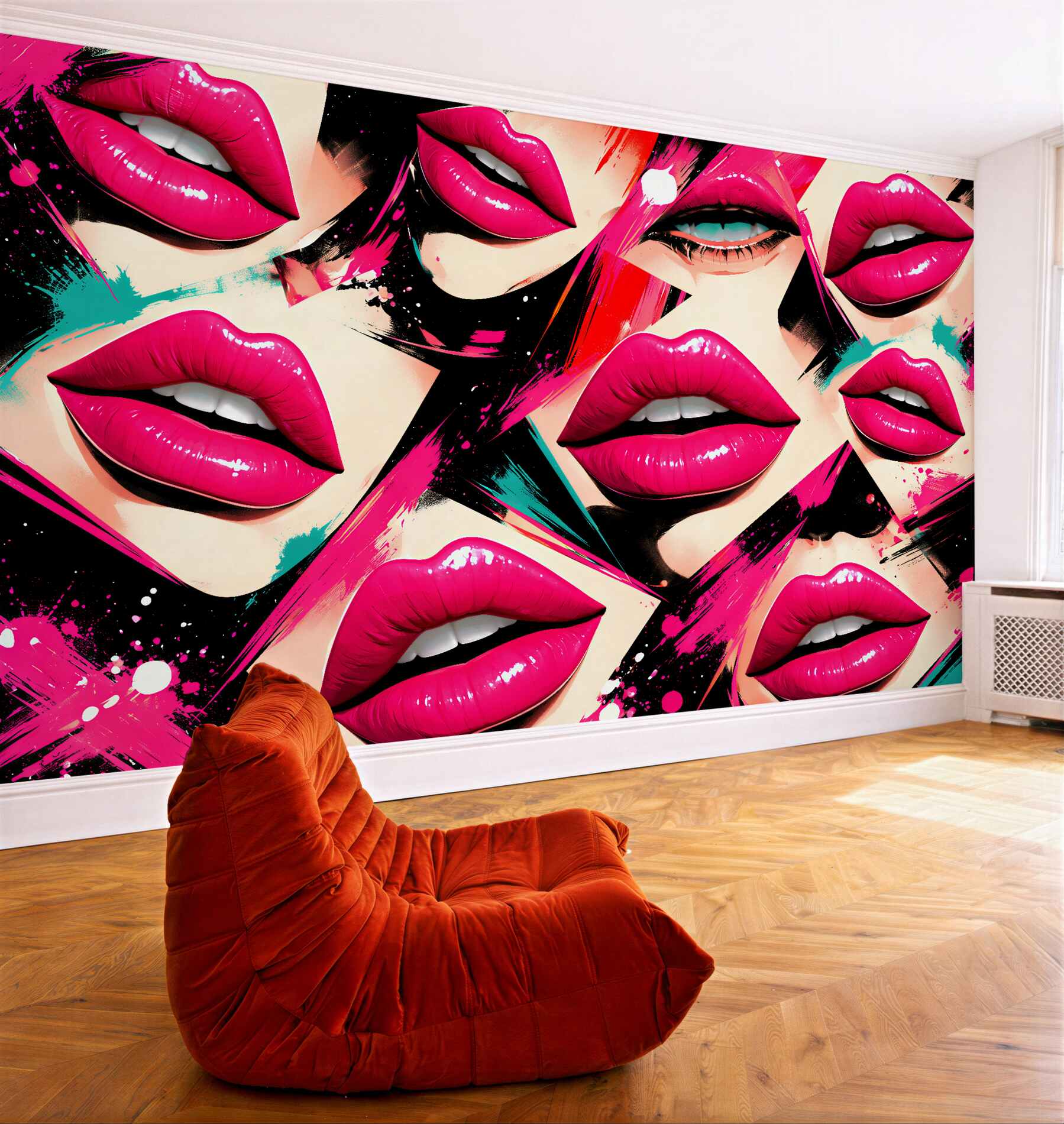 Fototapeten neon Lippen Pop-Art Glamour
