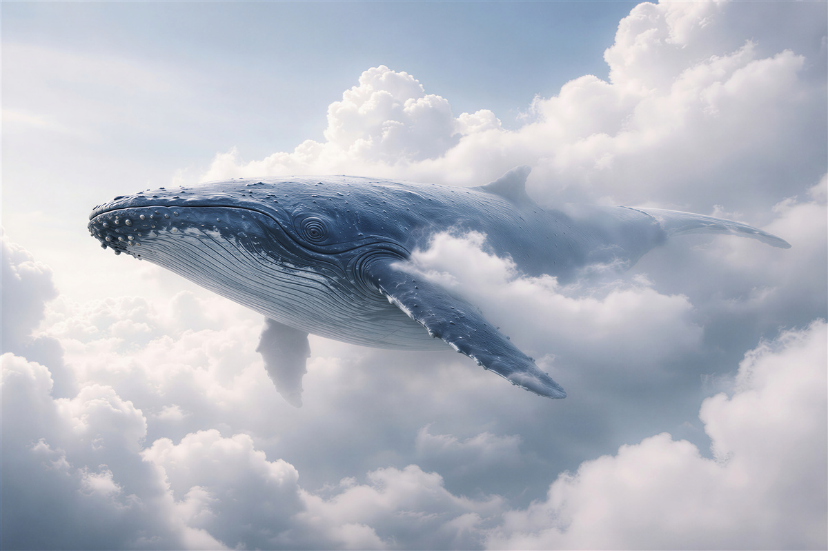 Fototapeten Wal zwischen sanften Wolken