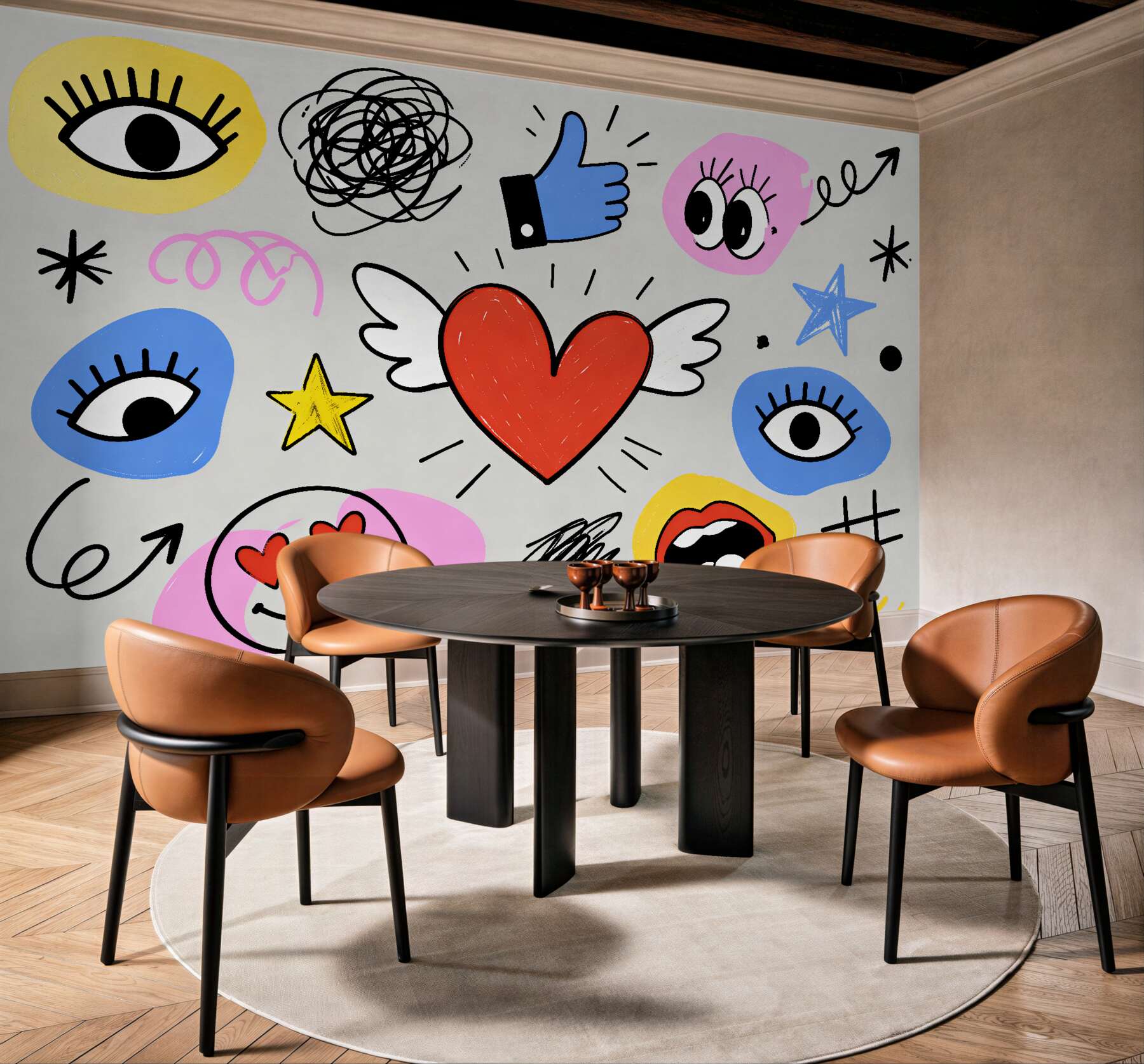 Fototapeten Pop-Art-Herz und Symbole