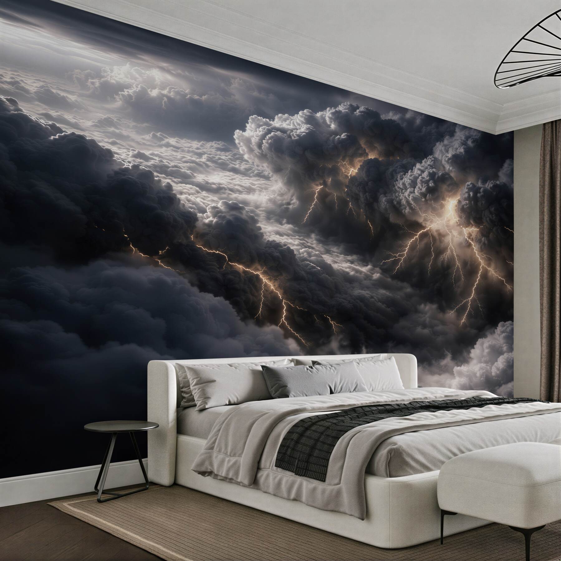 Fototapeten stürmische Wolken mit Blitzen