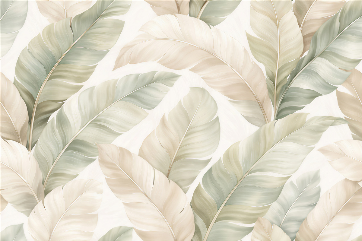 Fototapeten beige Blätter im eleganten Rhythmus