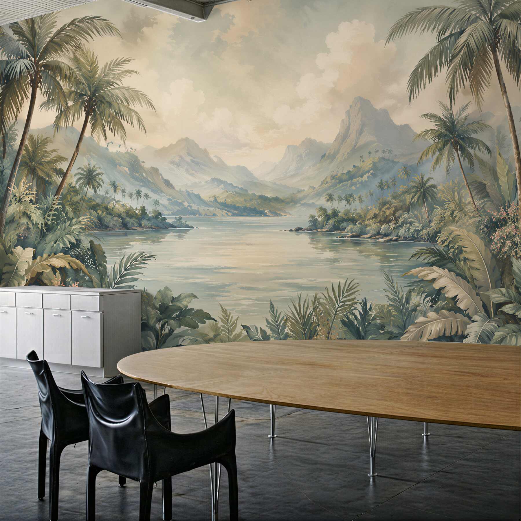 Fototapeten paradiesische Lagune zwischen Palmen