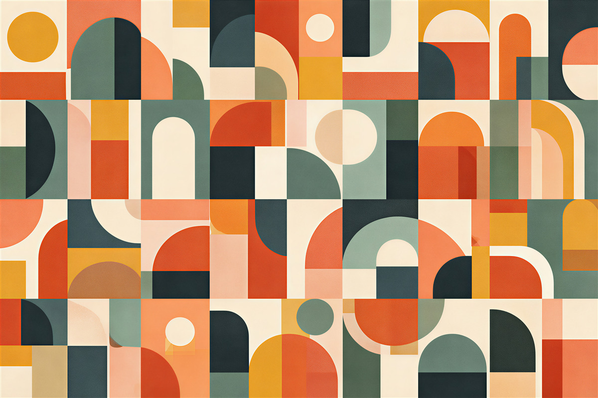 Fototapeten geometrische Mosaik in warmen Farben