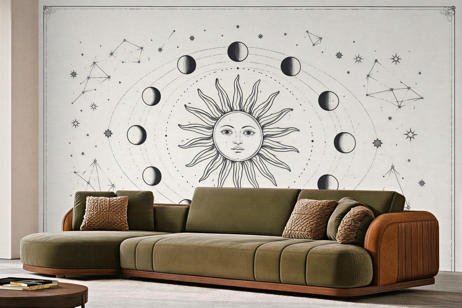 Fototapeten mystische Sonne und Mondphasen
