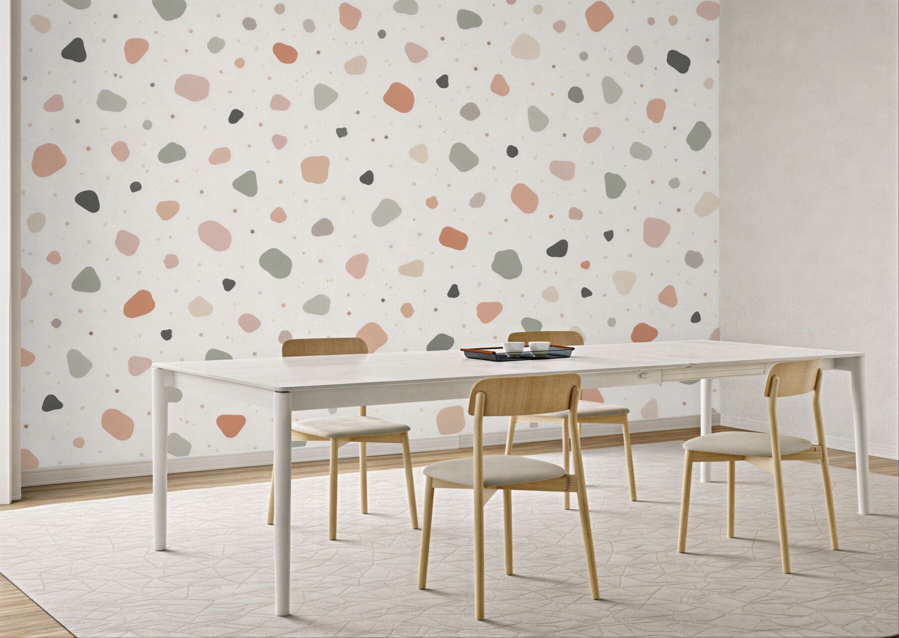 Fototapeten pastellfarbenes minimalistisches Terrazzo