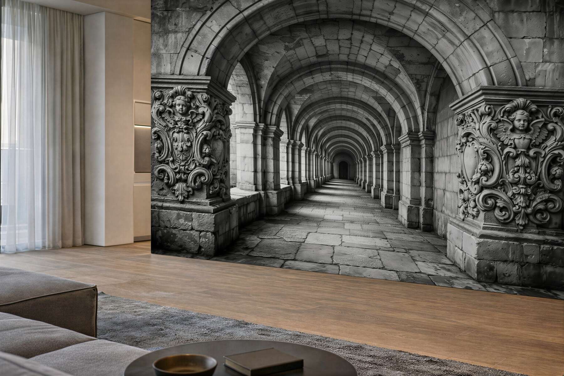 Fototapeten monumentaler Steingang mit Bögen