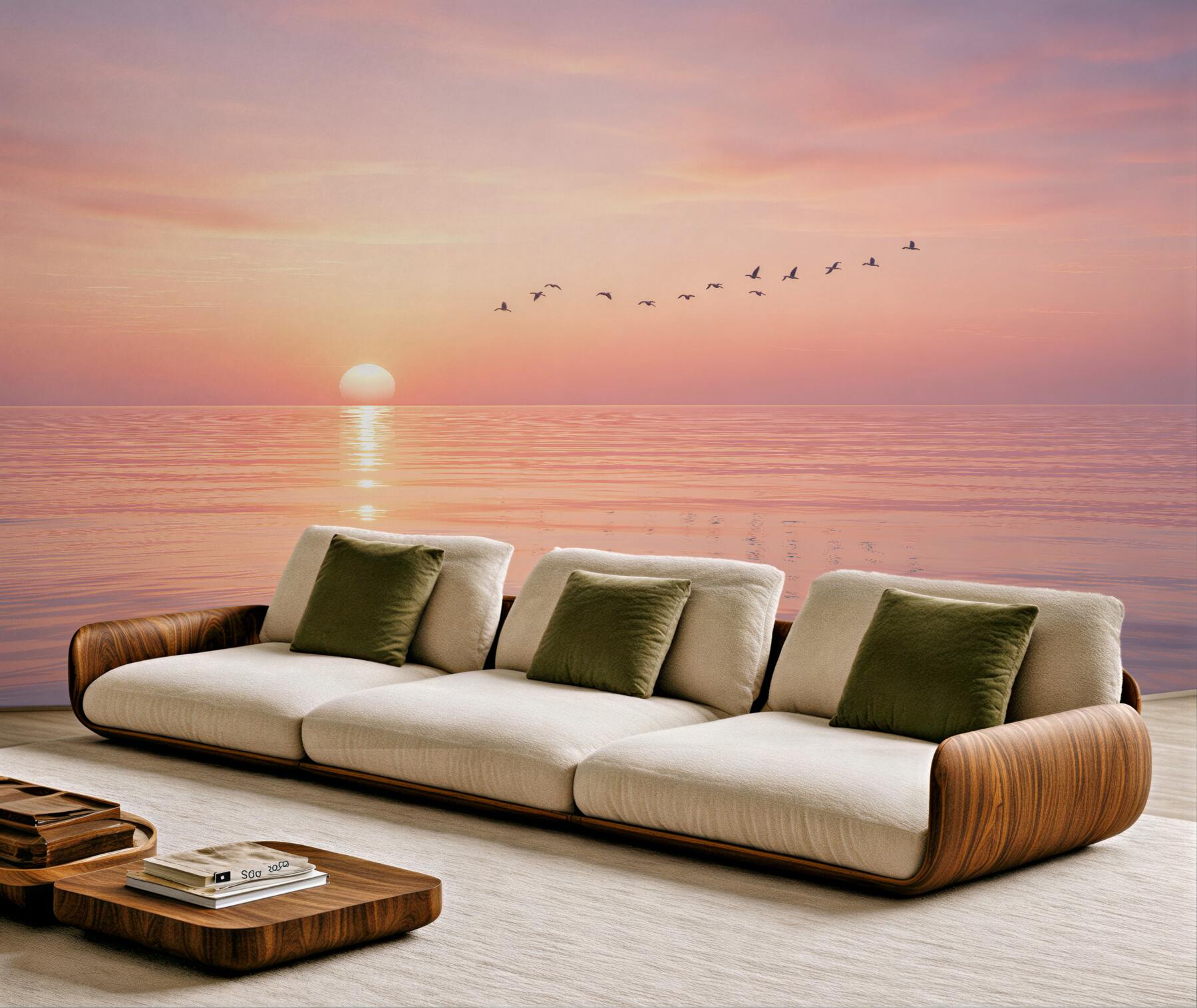 Fototapeten pastellfarbener Sonnenaufgang über dem ruhigen Meer