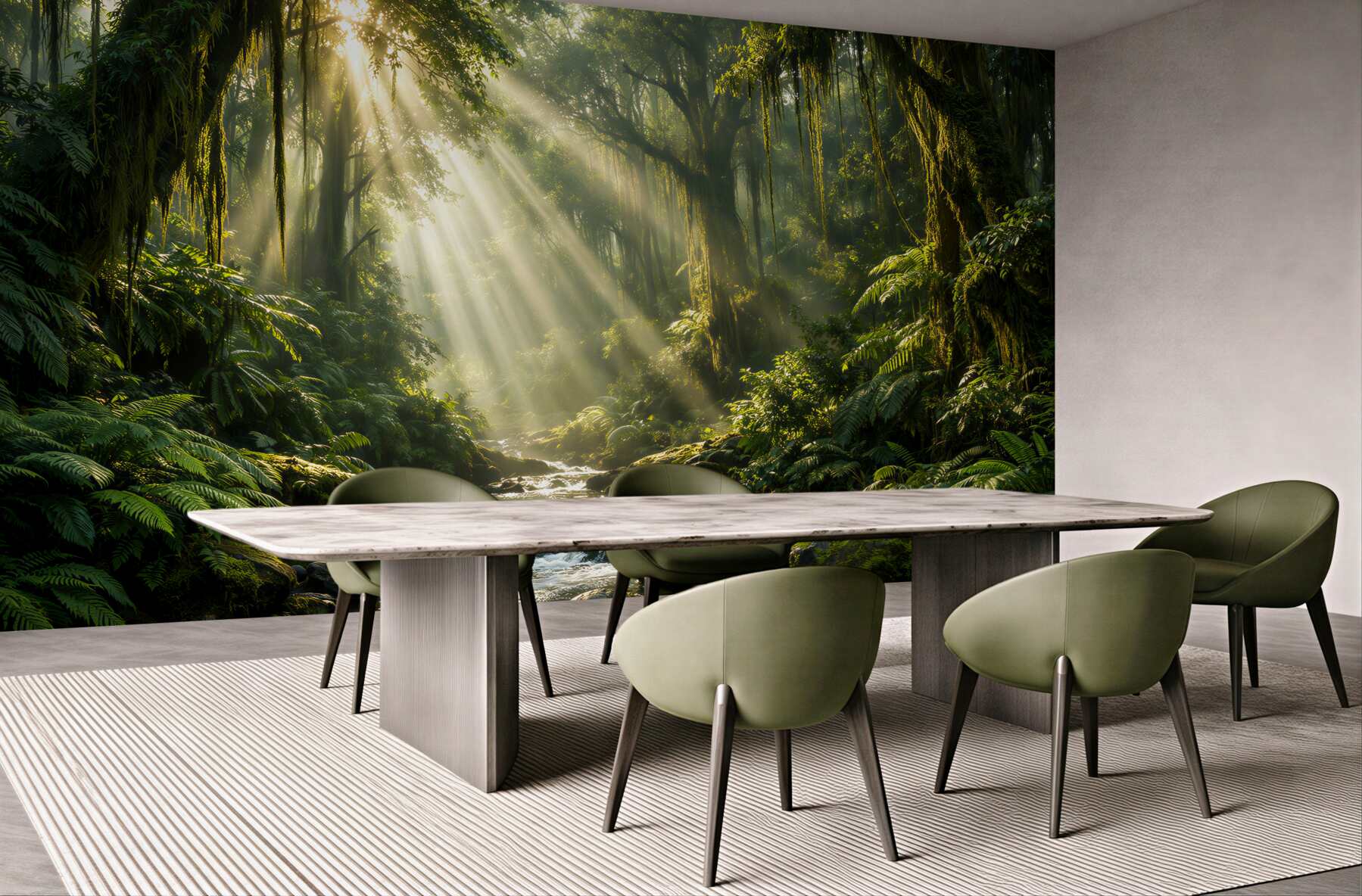 Fototapeten sonnige Dschungel mit Waldbach