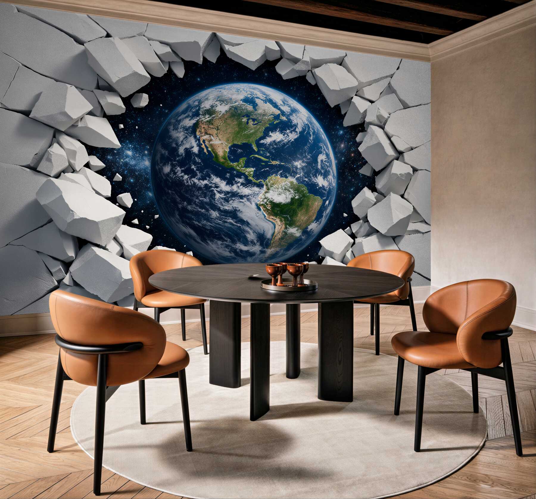 Fototapeten Erde durchbricht die Wand 3D