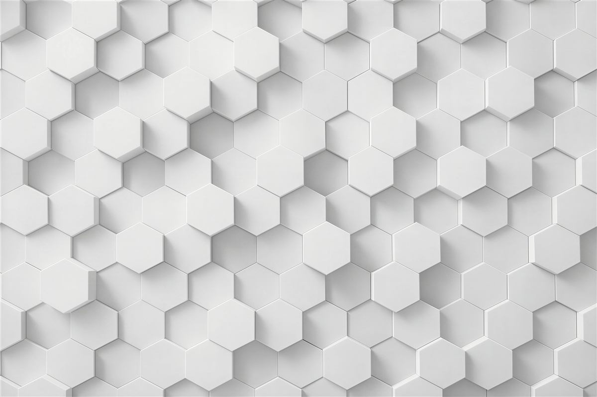 Fototapeten weiße Hexagone in modernem Relief
