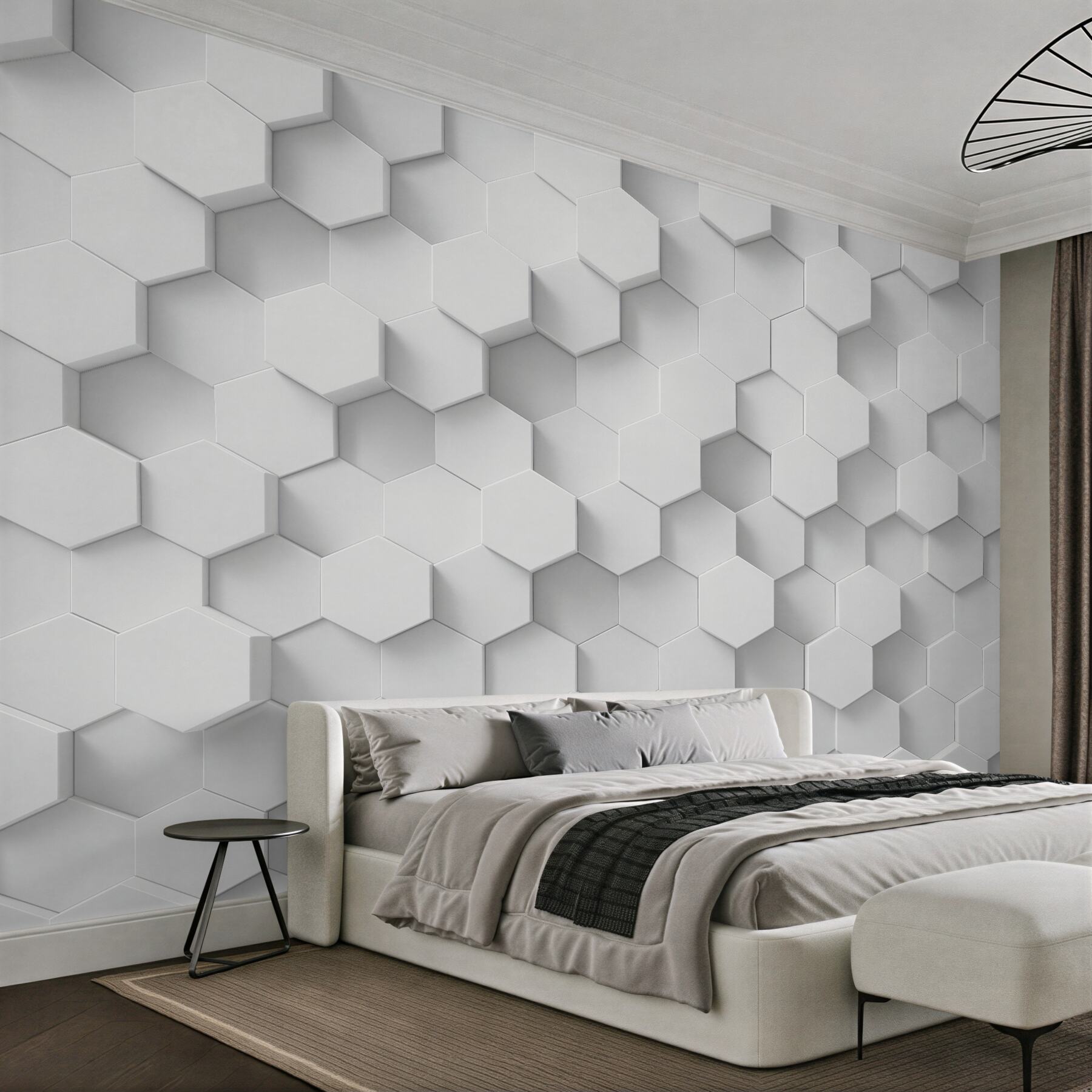Fototapeten weiße Hexagone in modernem Relief