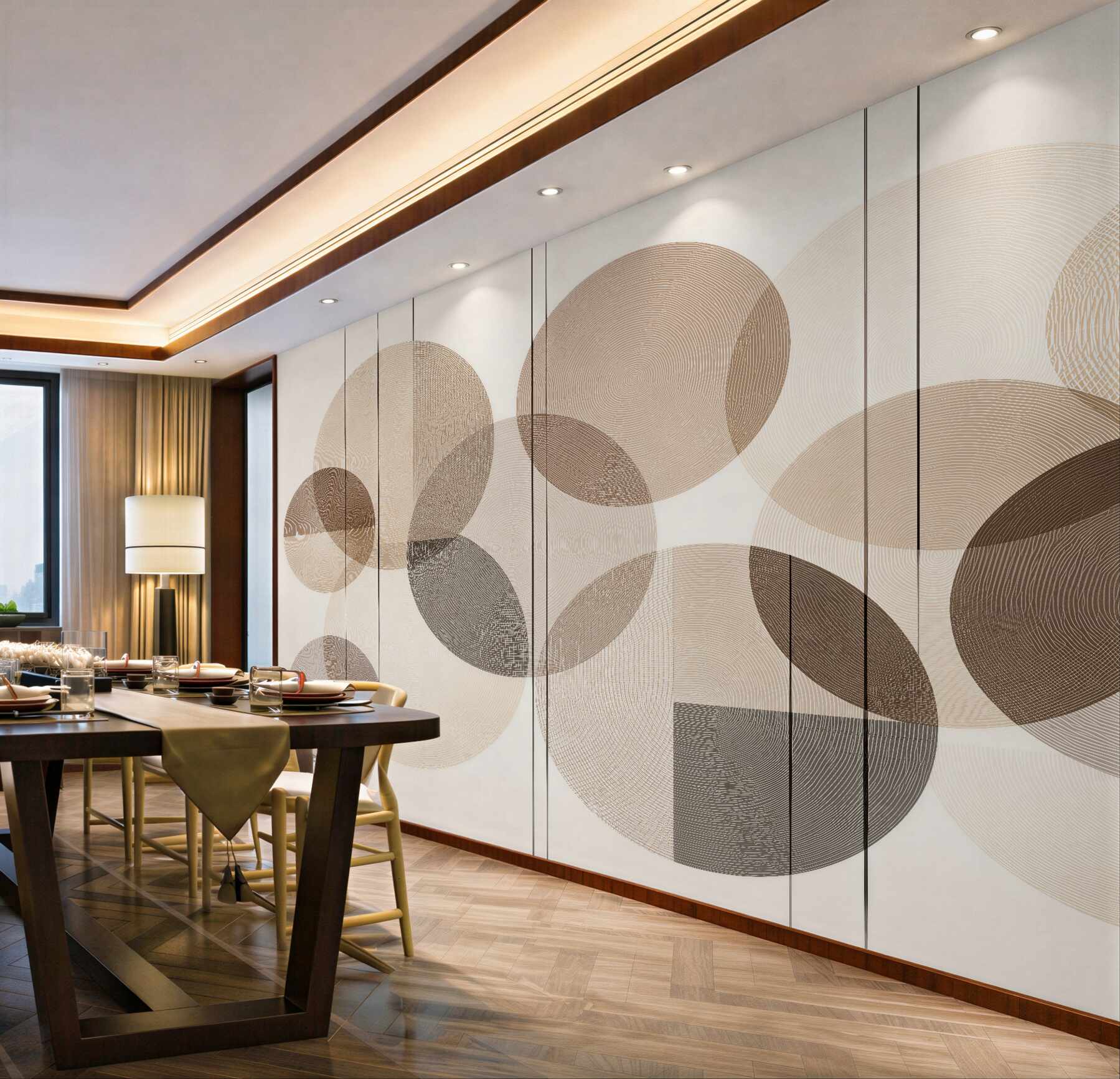 Fototapeten beige Kreise in moderner Harmonie