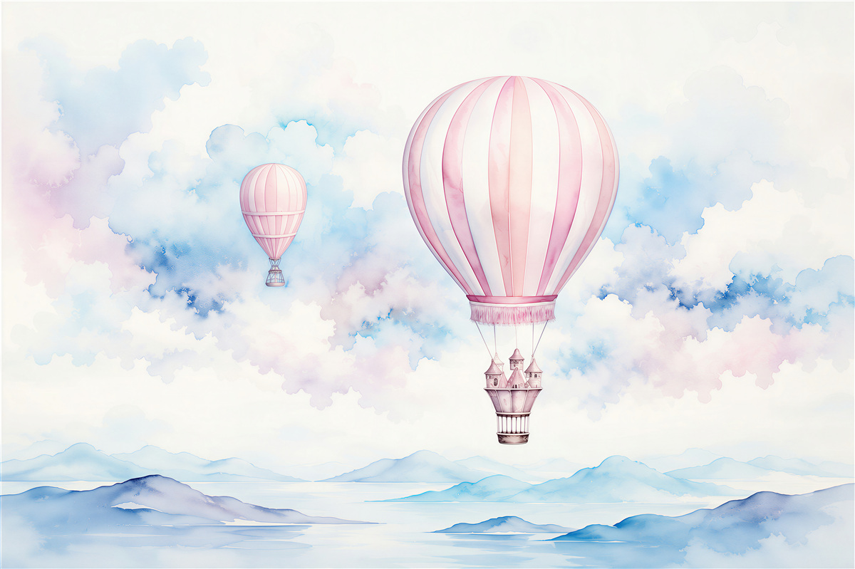 Fototapeten Ballons zwischen den Wolken