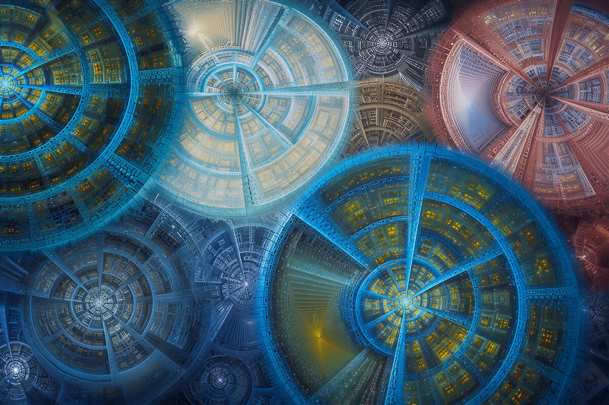 Fototapeten abstrakt gold blau geometrische Kreise modern