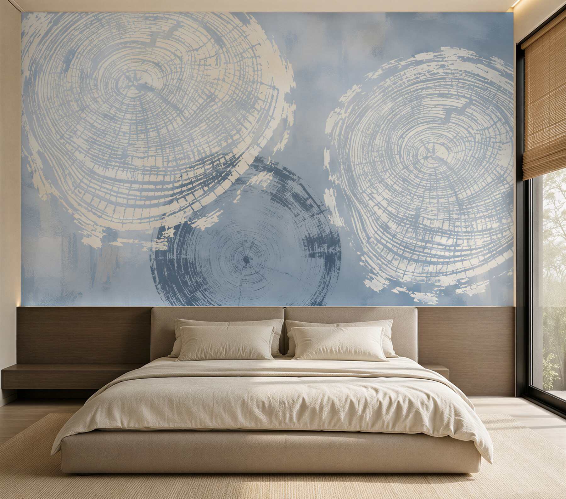 Fototapeten abstrakte Holzmaserung beige und hellblau modern