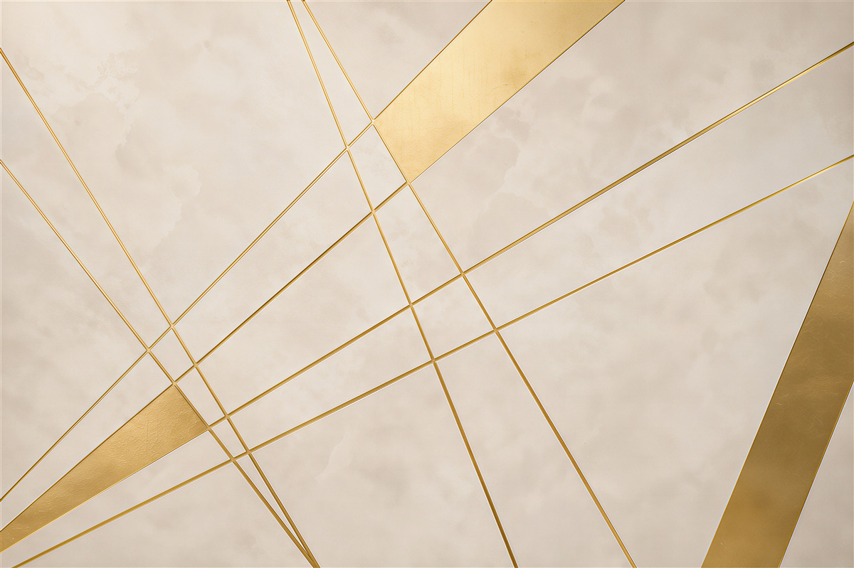 Fototapeten geometrische Linien beige-gold moderne Abstraktion für das Wohnzimmer