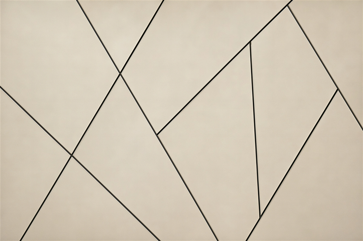 Fototapeten geometrische Abstraktion beige mit goldenen Linien
