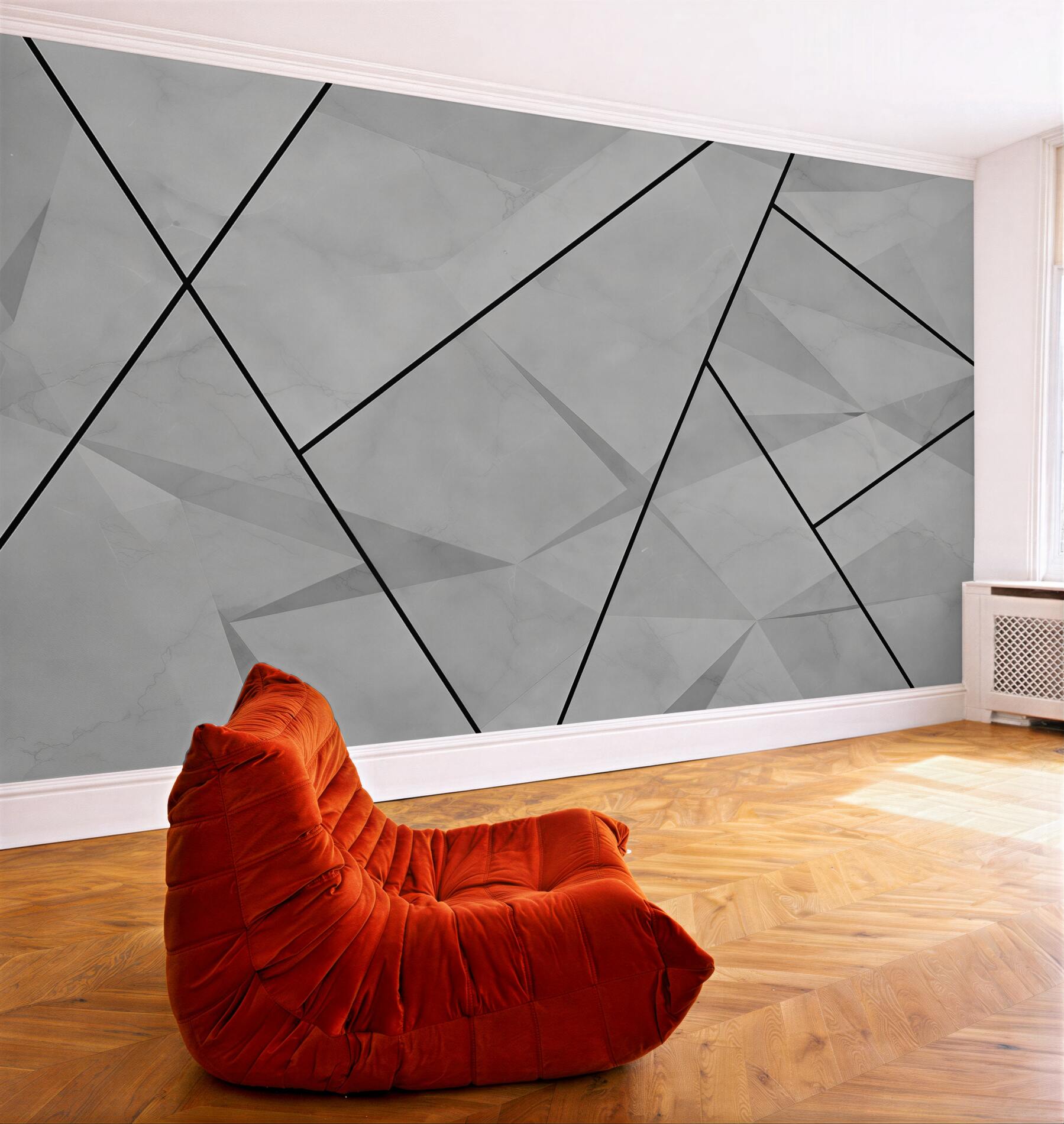 Fototapeten marmor beige geometrisch mit goldenen Linien modern