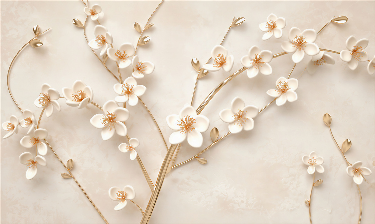 Fototapeten mehrere Zweige weißer Magnolienblüten