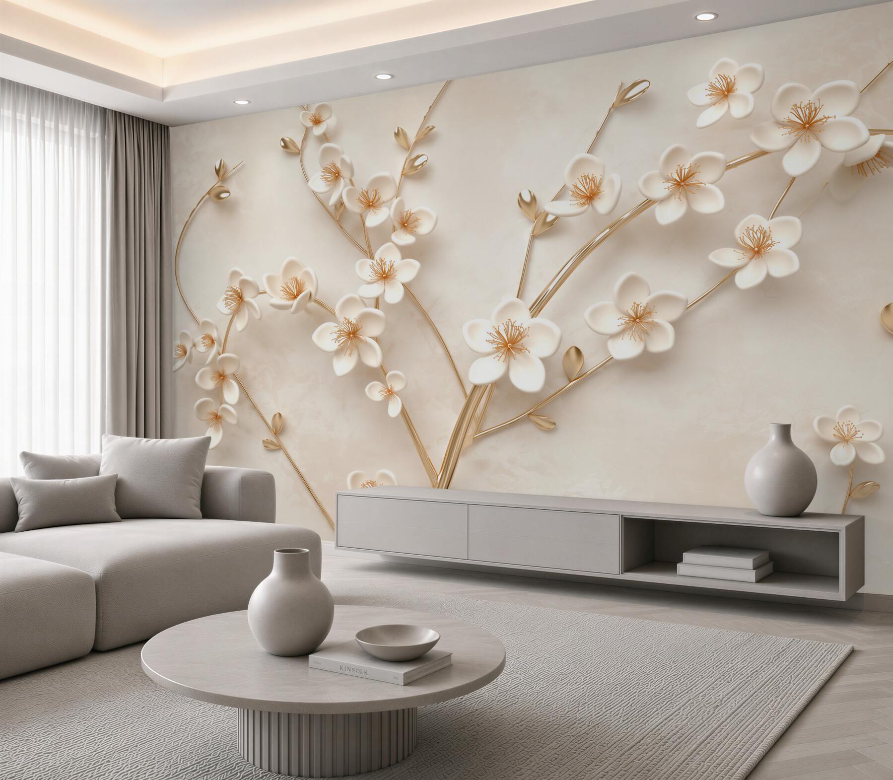 Fototapeten mehrere Zweige weißer Magnolienblüten