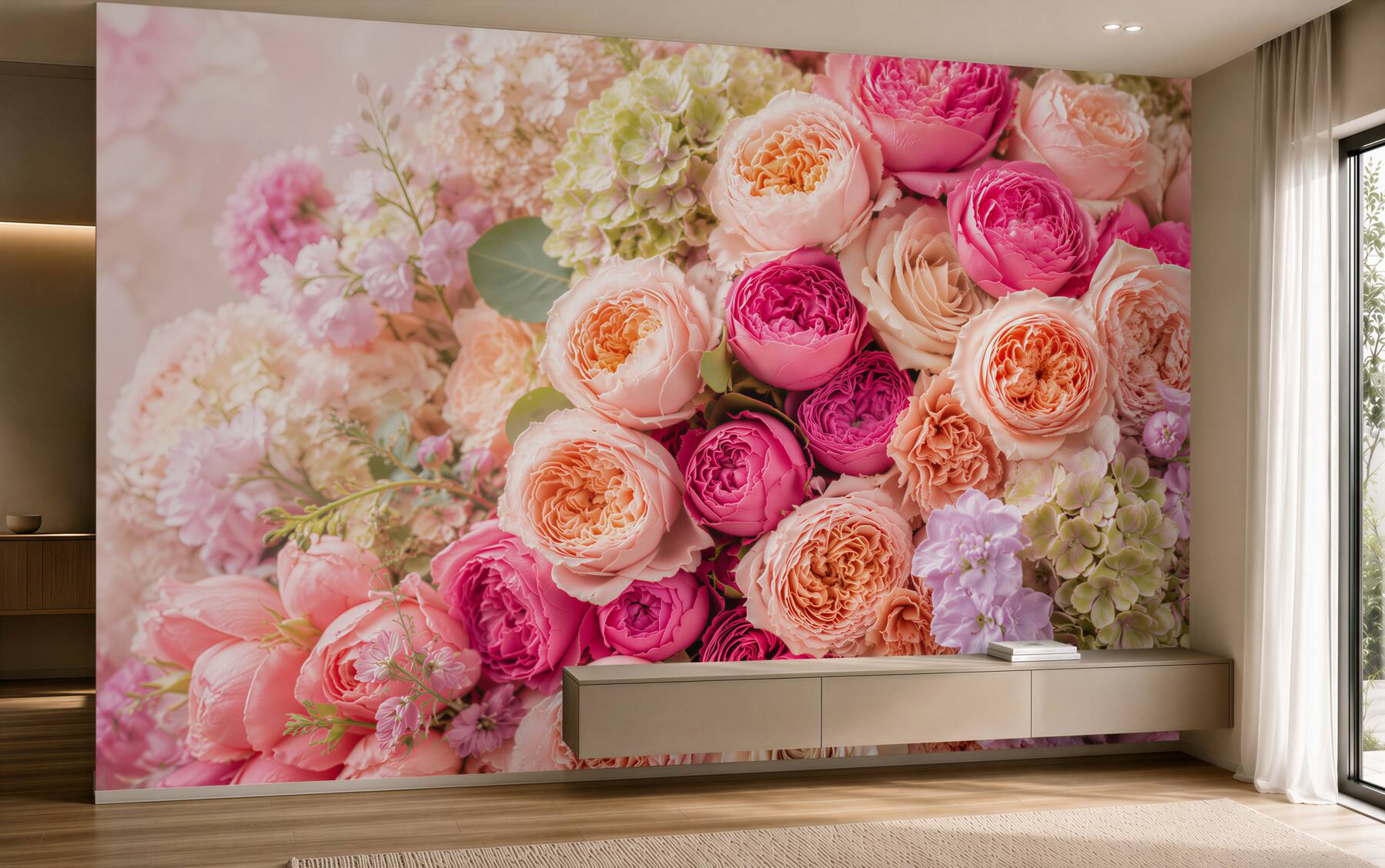 Fototapeten Strauß verschiedener eleganter Rosen