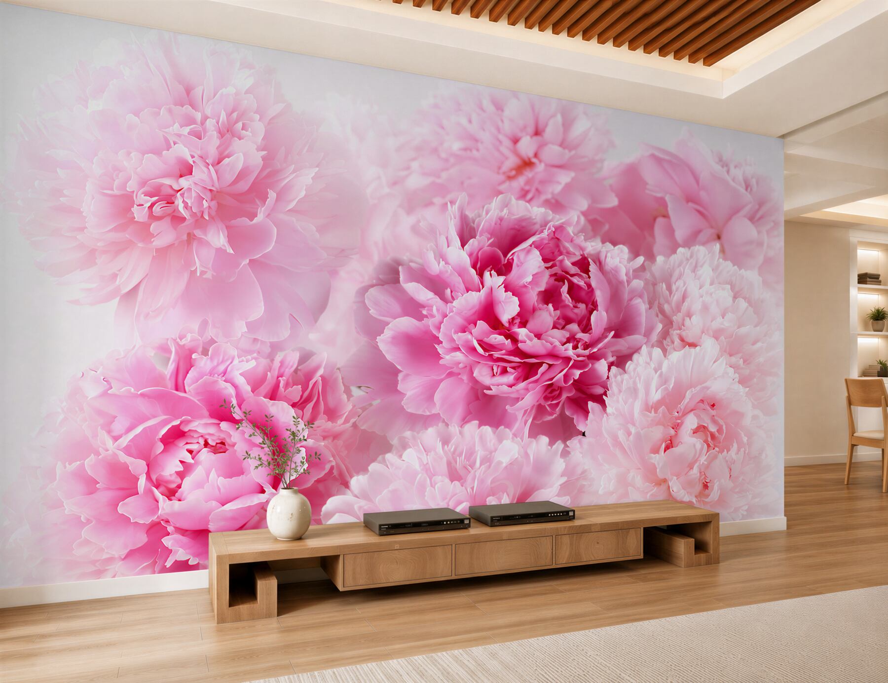 Fototapeten hübsche rosa Pfingstrosen