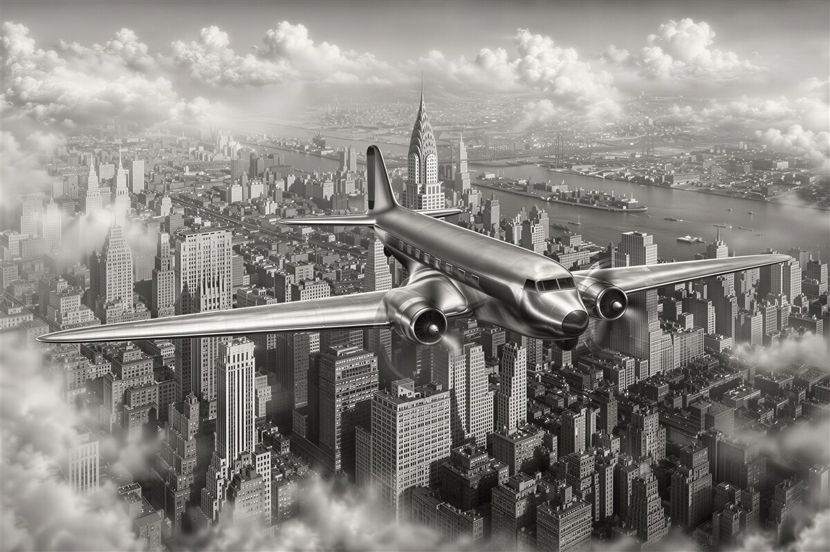Fototapeten Flug über die Metropole