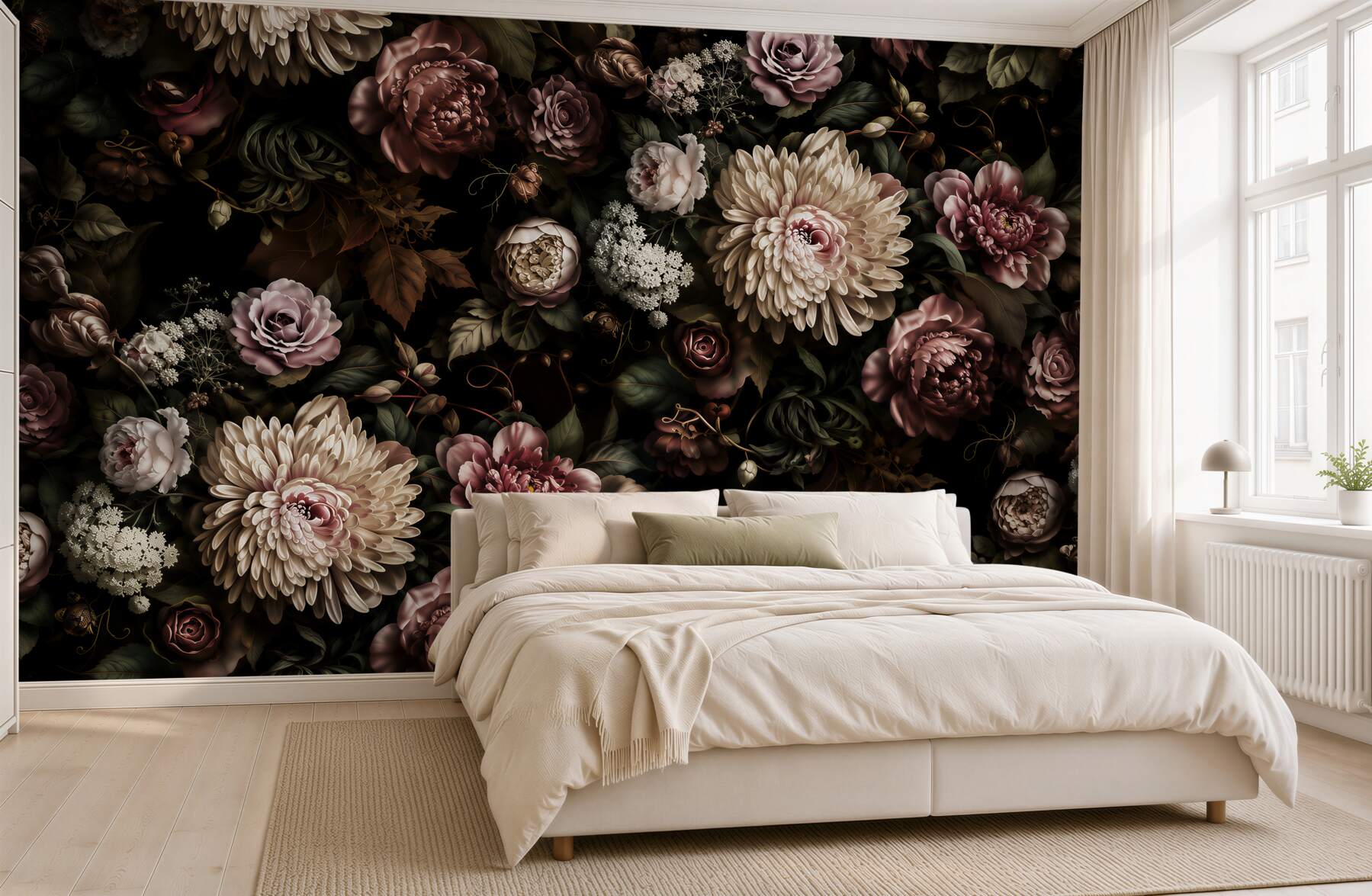 Fototapeten Blumenpanel in hellen Farbtönen