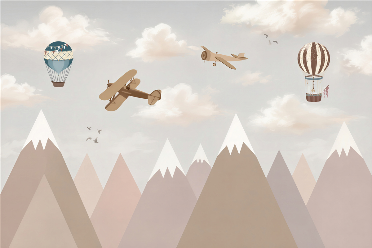 Fototapeten Berge und Flugzeuge
