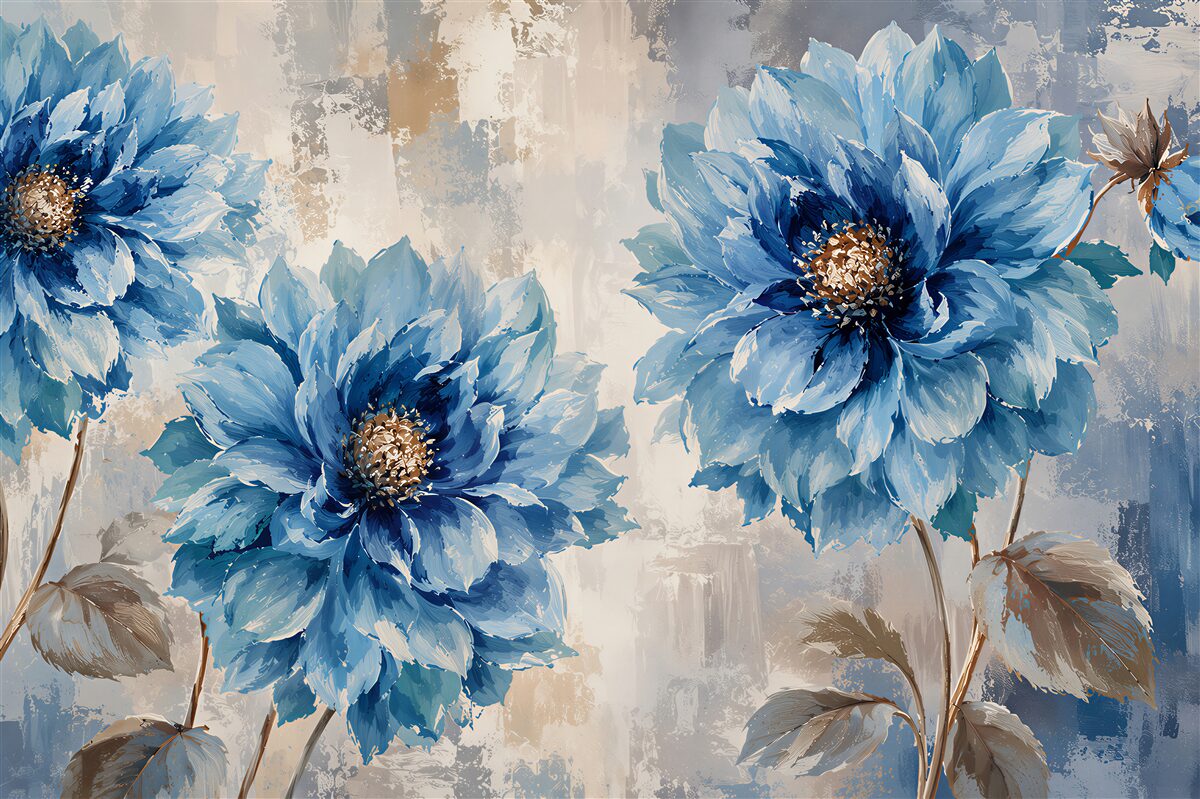Fototapeten große blaue Dahlien