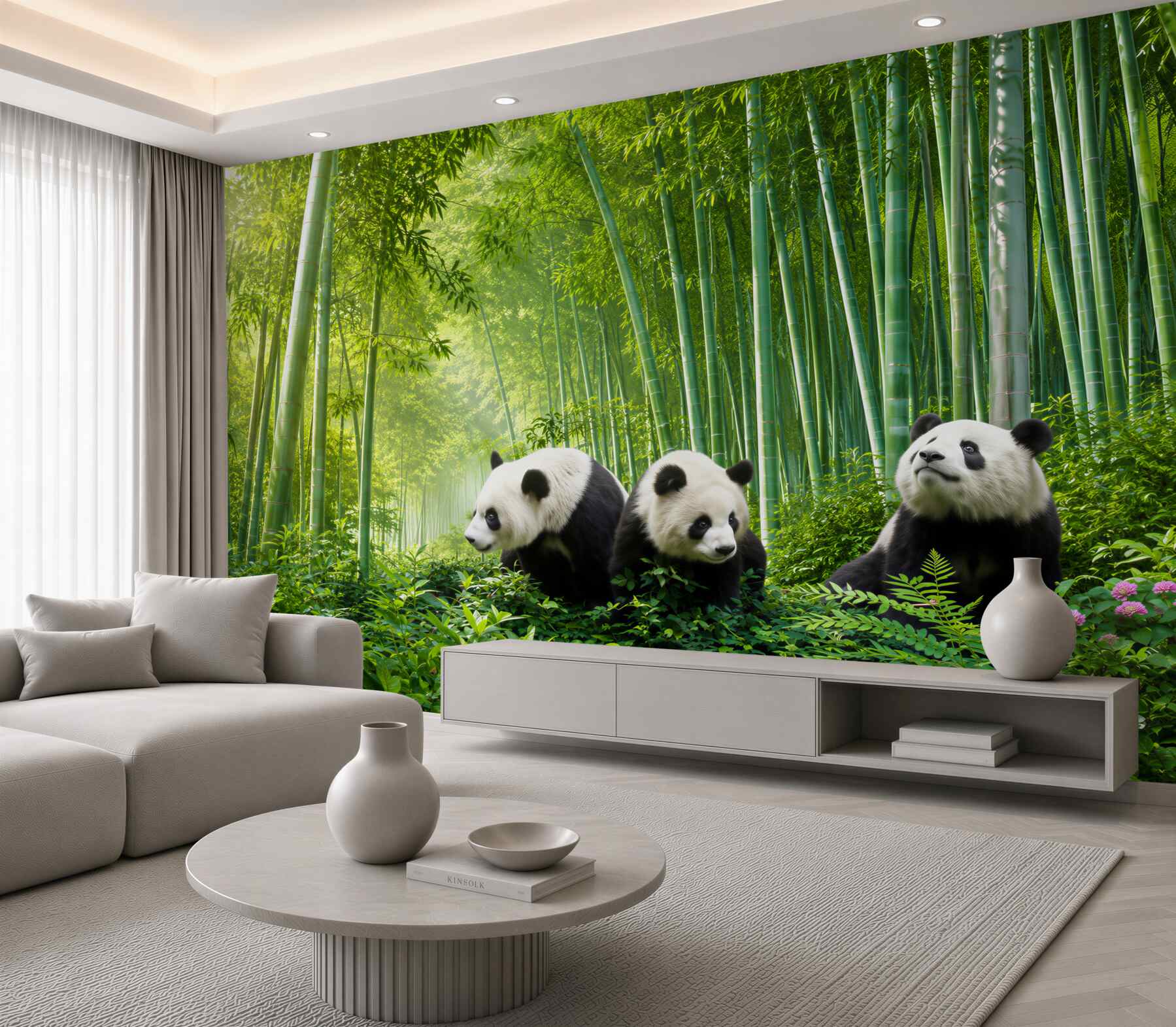Fototapeten drei Pandas im Wald