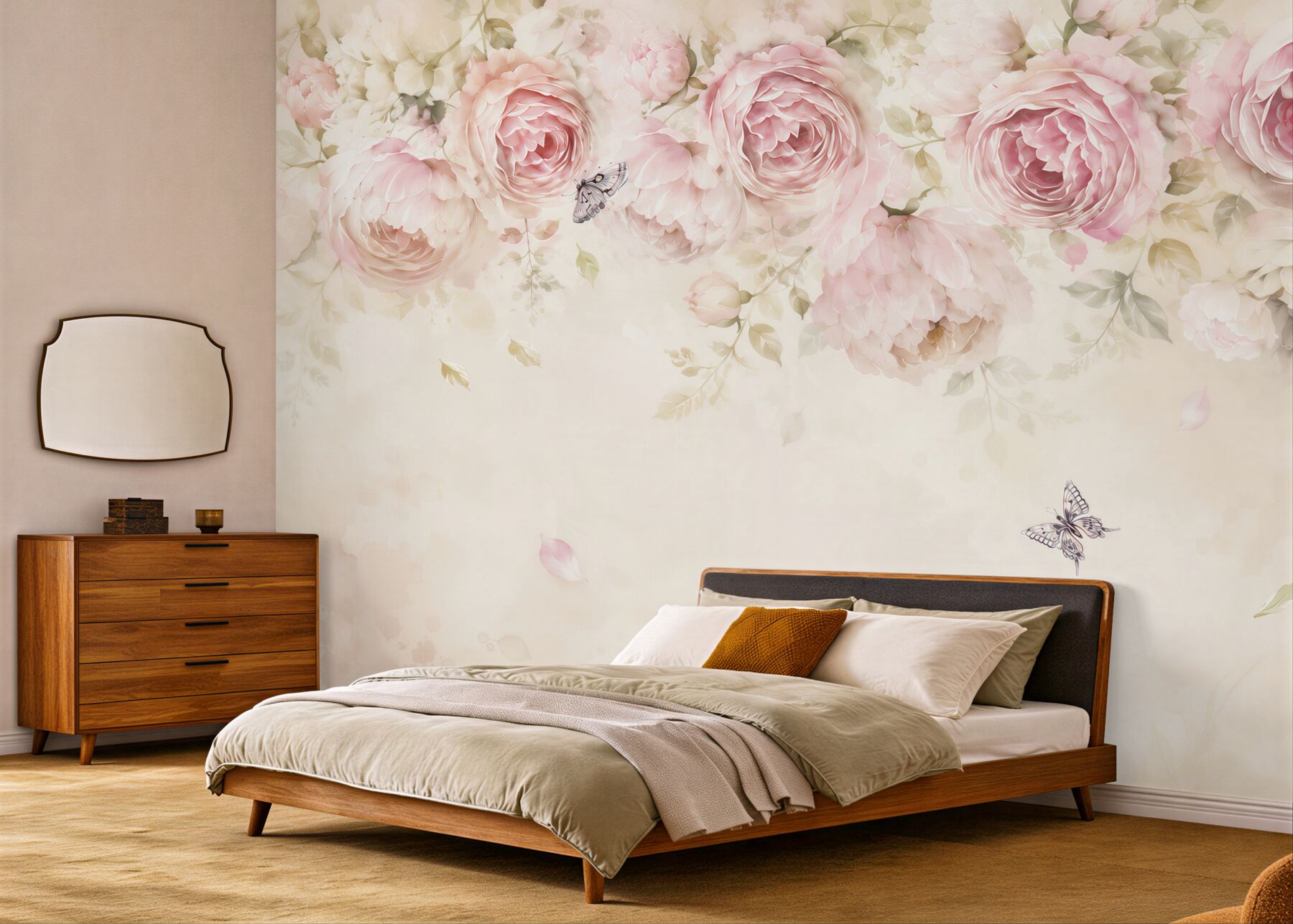 Fototapeten Girlande aus üppigen Rosen