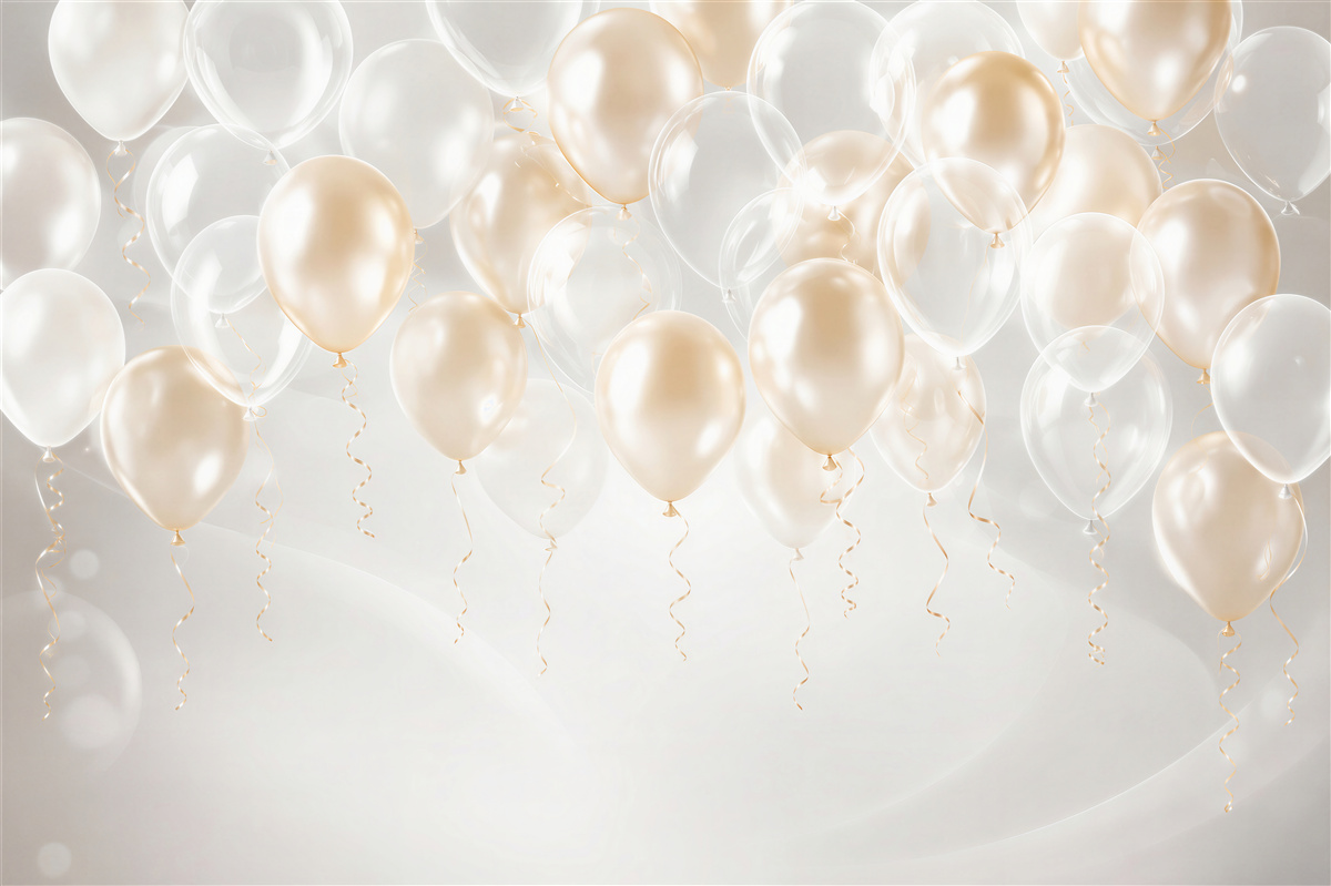 Fototapeten Weiße und goldene Ballons